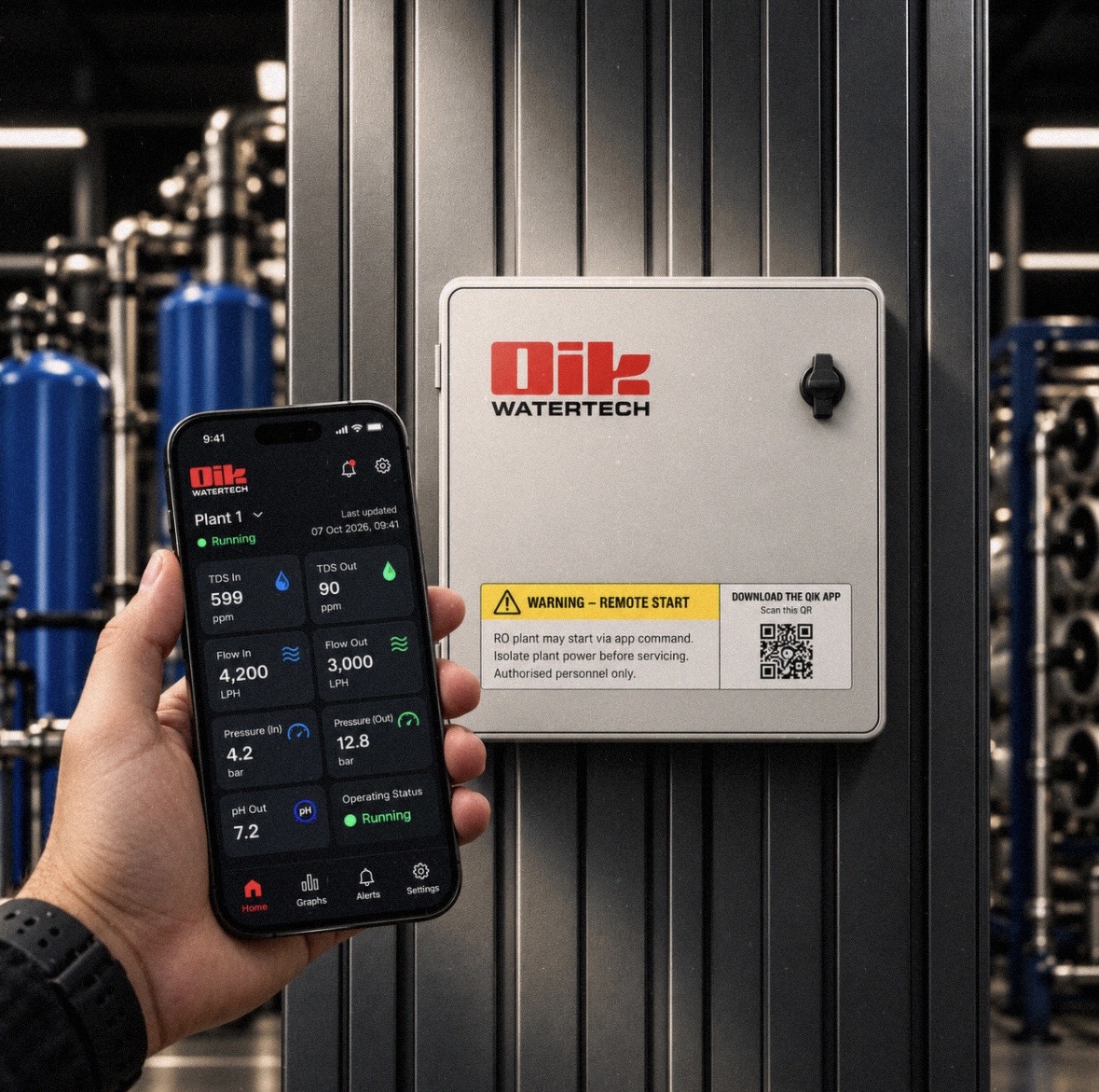 Qik app with live RO plant measurements